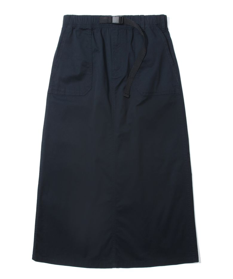 MIL-LABEL BELTED COTTON LONG SKIRT 크라운네이비