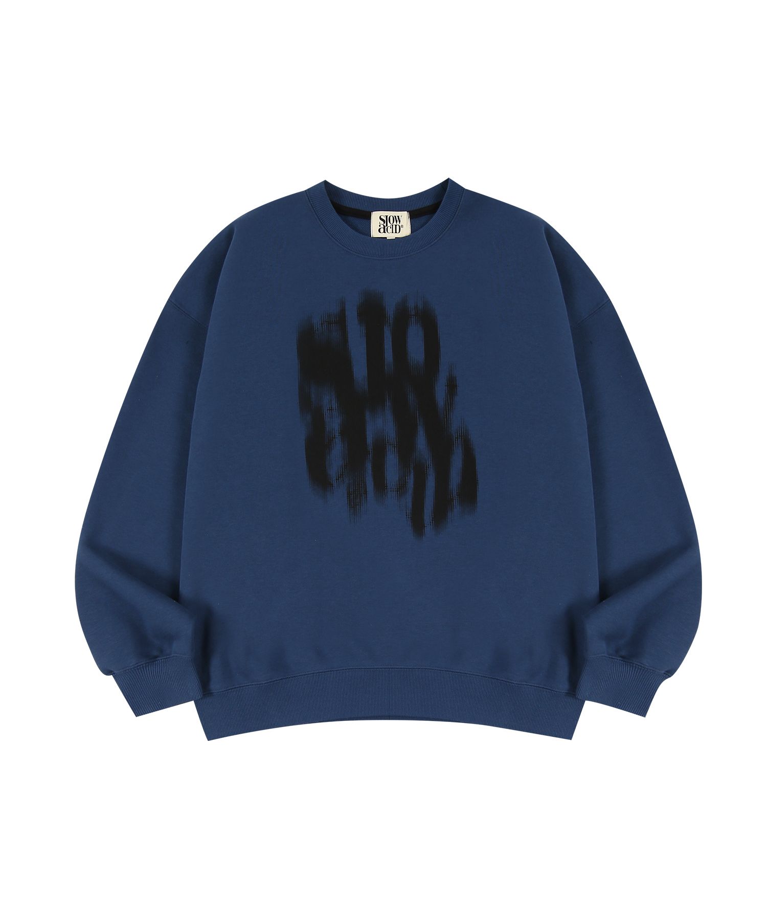 MUSINSA | SLOWACID Blurry Logo Sweatshirt [Deep Blue]