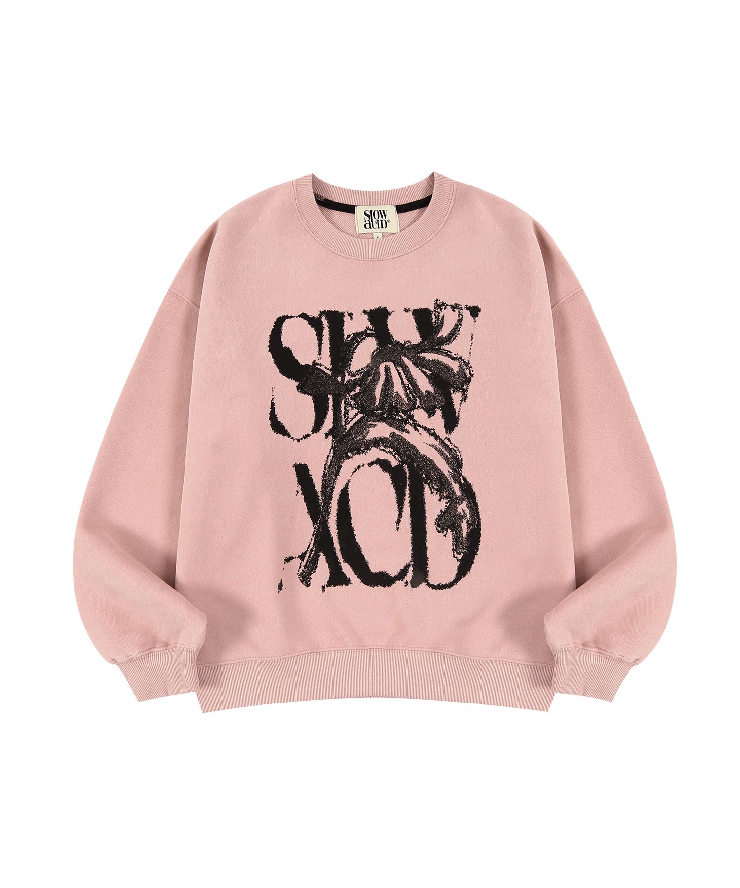 MUSINSA | SLOWACID Peachskin Rusty Logo Sweatshirt [Dusty Pink]
