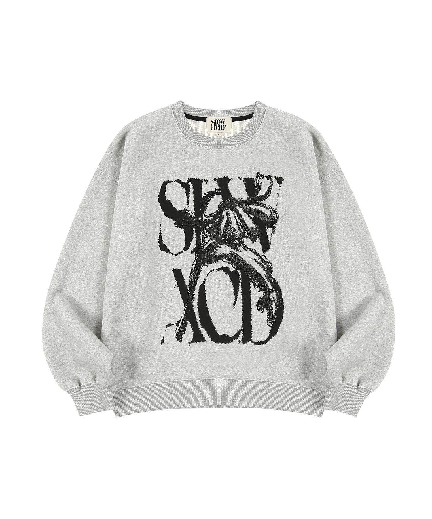 MUSINSA | SLOWACID Peachskin Rusty Logo Sweatshirt [Melange