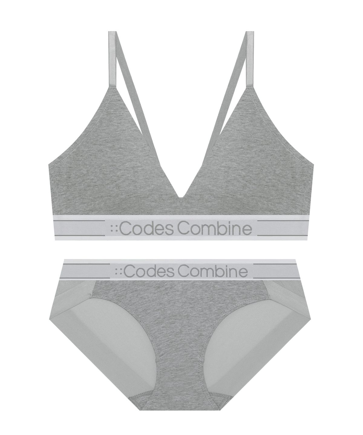 코데즈컴바인 이너웨어(CODES COMBINE INNERWEAR) 컬러로고플레이 브라렛 팬티 세트_그레이