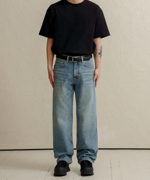 DEN0461 vintage mid blue wide jeans