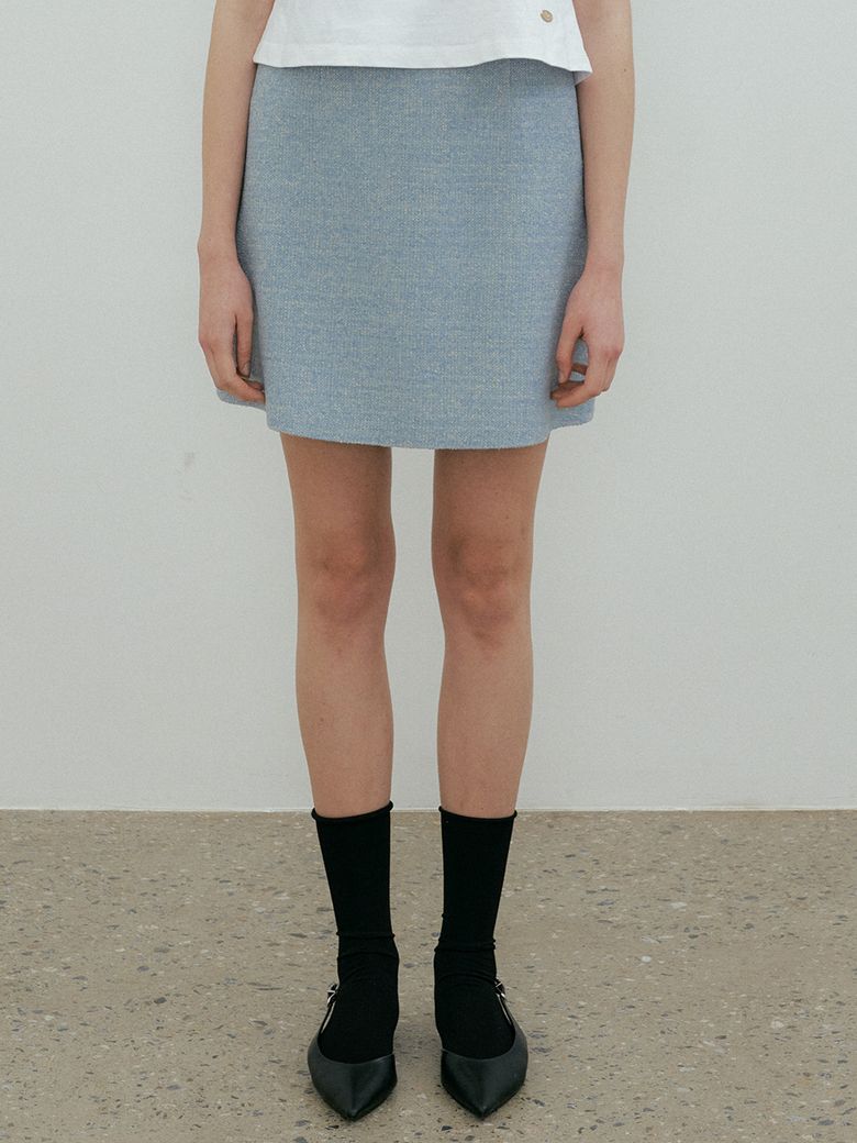 TWEED MINI SKIRT - Sky blue