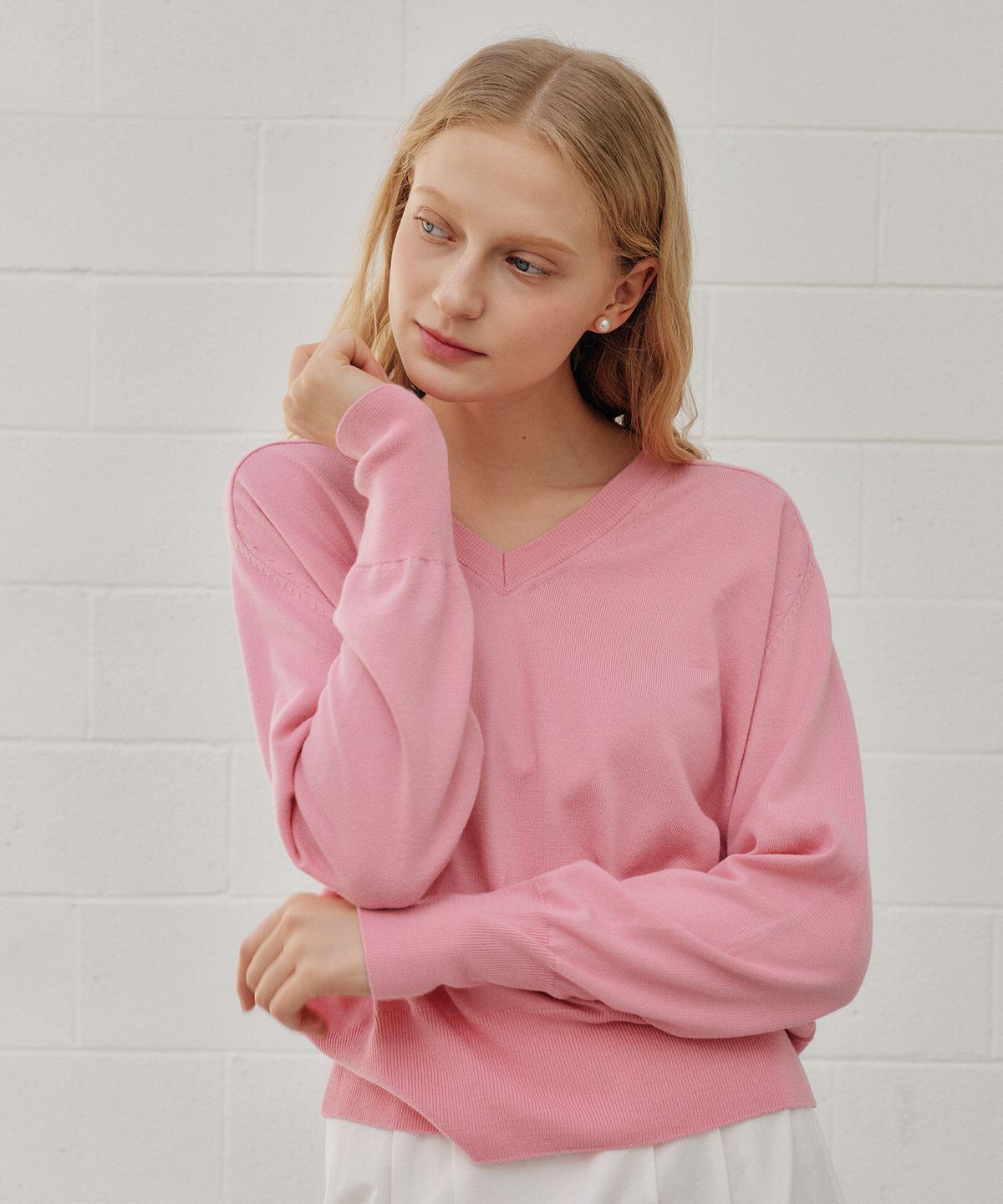 엽페(YUPPE) V LINE KNIT_PINK