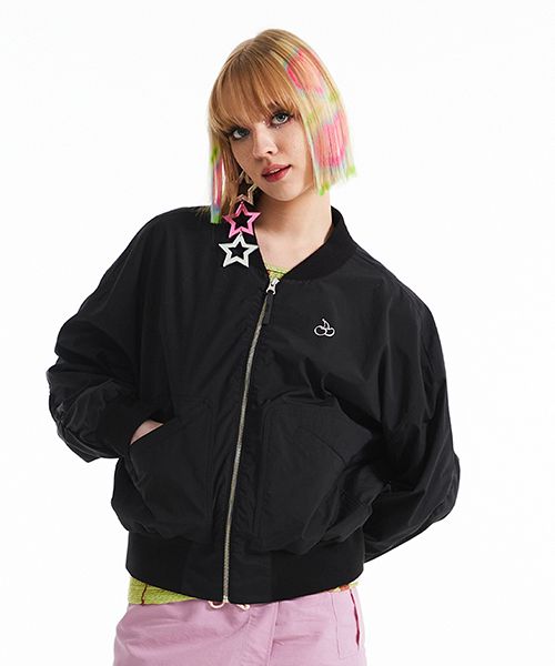 [ KIRSH ]★CHERRY BOMBER CROP JACKET KIRSH Cherry Bomber Crop Jacket Black | Sweatshirts