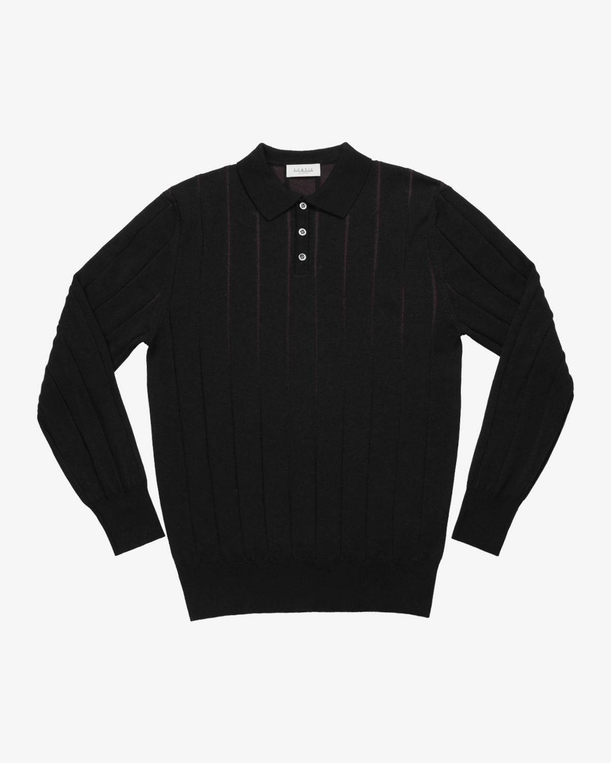 솔티(SORTIE) Reverse Combination Polo Knit (Black)