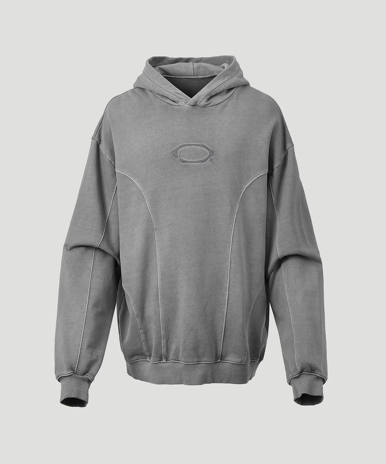Round incision pigment hoodie (Gray)