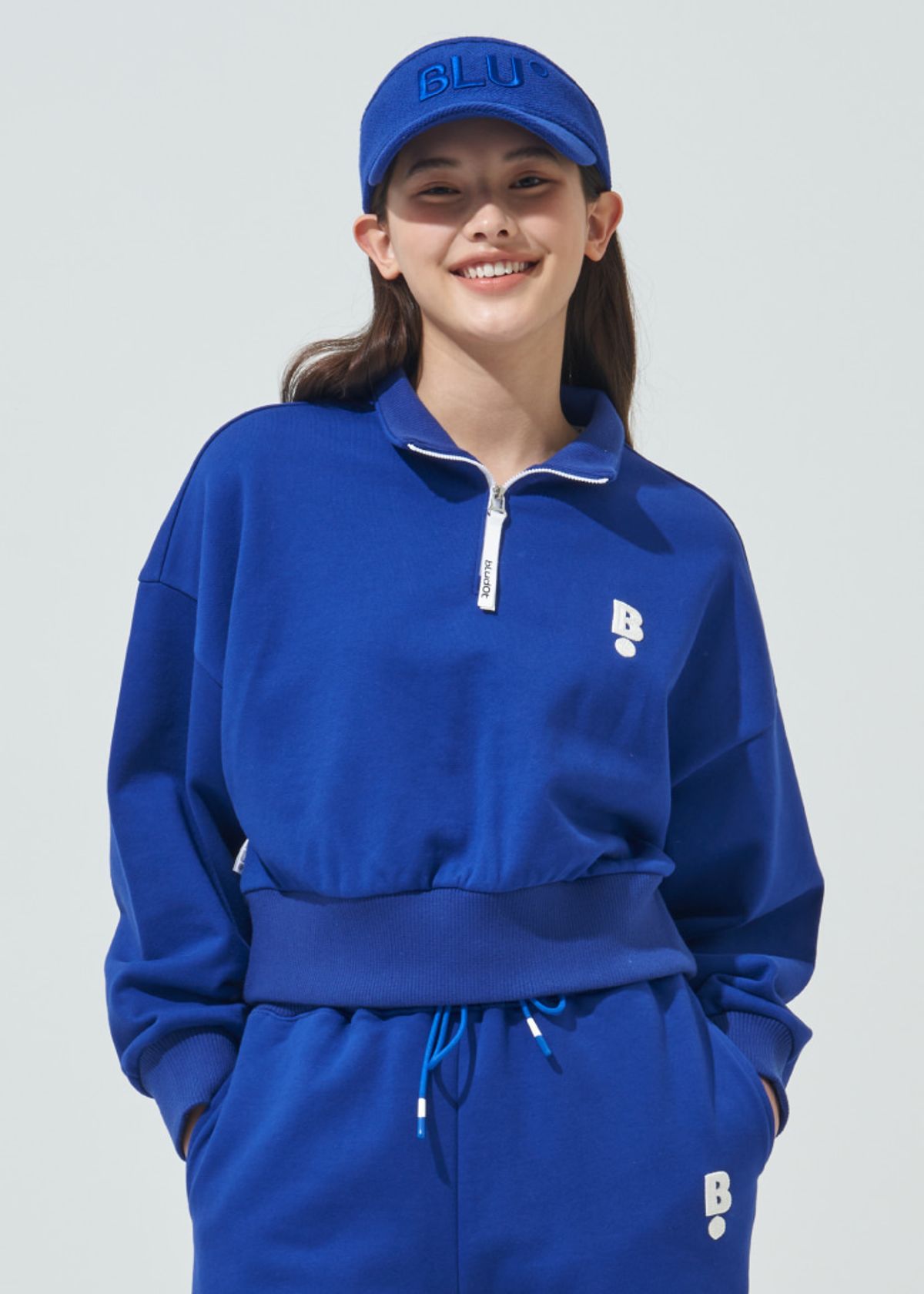 블루닷(BLUDOT) 오버핏 하프집업 맨투맨_BL