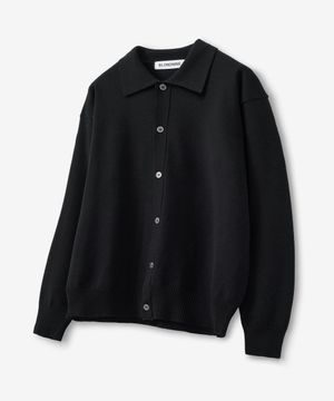 소프트 텍스처 카라 니트 가디건_블랙