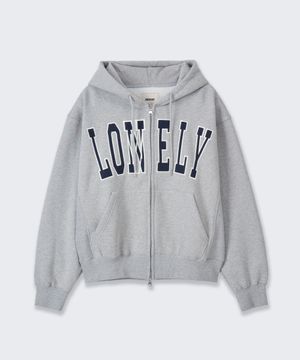 LONELY/LOVELY FLUFF HOODIE ZIP-UP GRAY NAVY