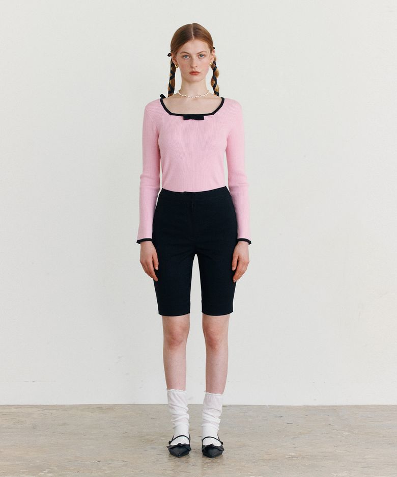 SLIM HALF SLACKS BLACK