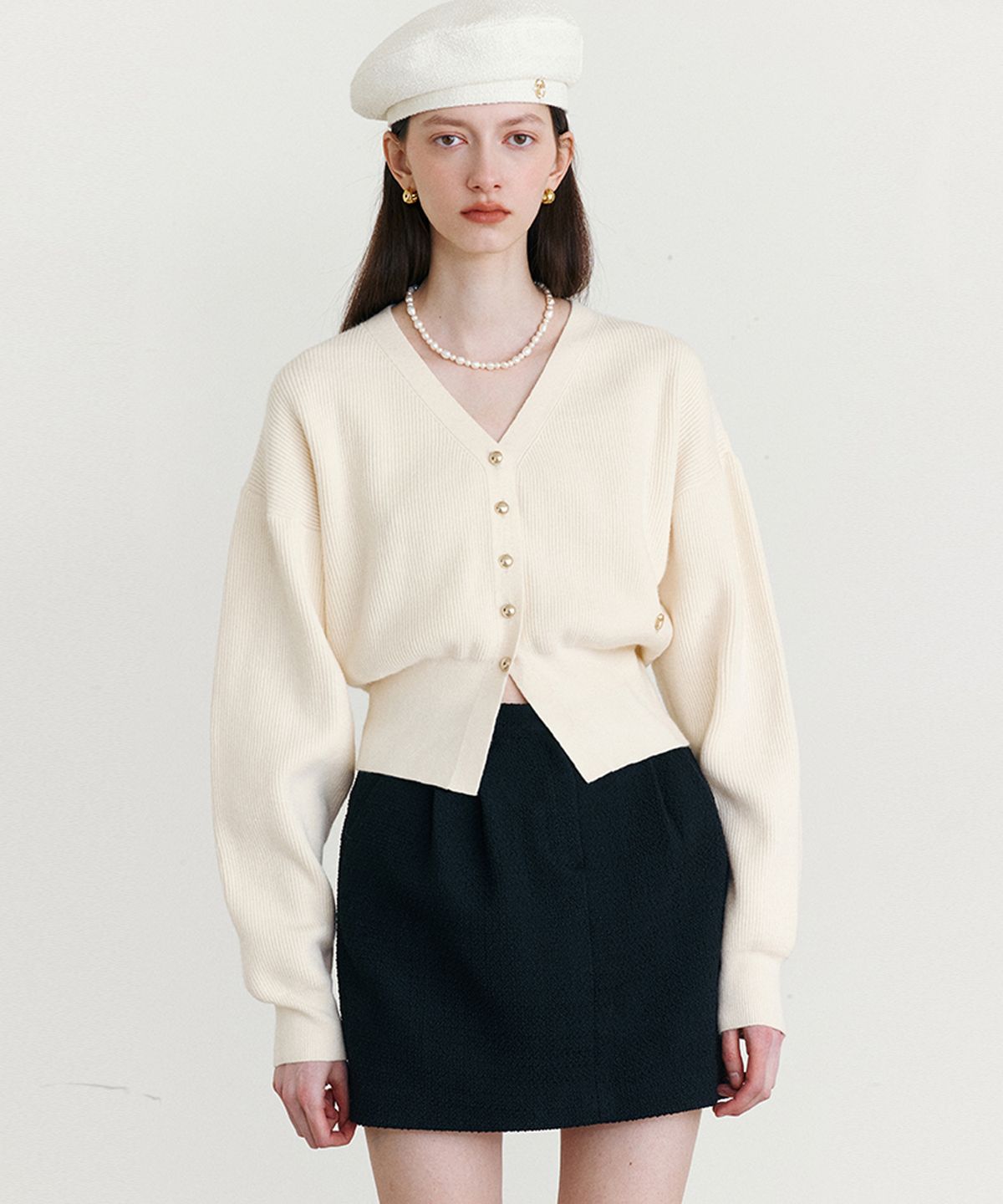 로라로라(ROLAROLA) VOLUME SLEEVE CARDIGAN IVORY