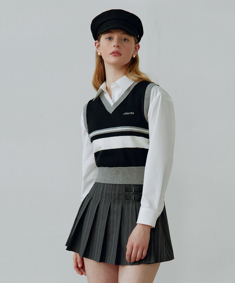 PREPPY KNIT VEST BLACK