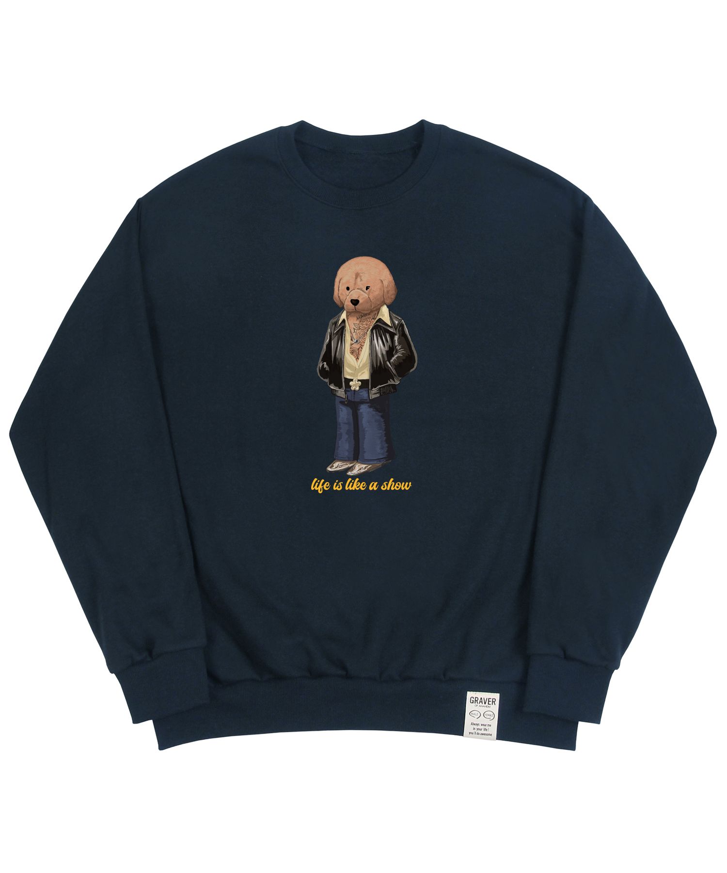 [GRAVER]★TATTOO DOG PERITO SWEATSHIRT MUSINSA | GRAVER [UNISEX] Tattoo Dog Perito Sweatshirt_Navy