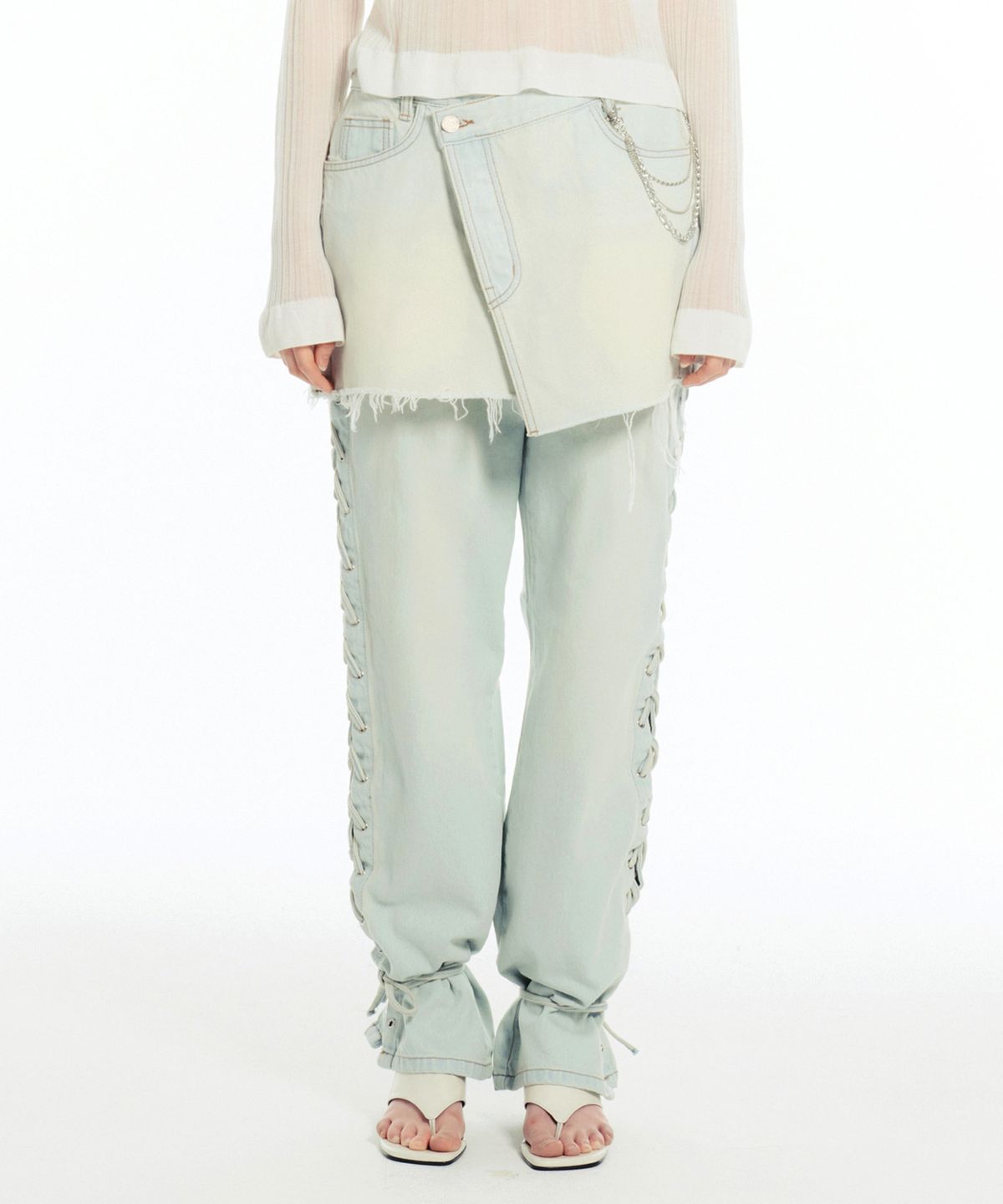 세릭(CERRIC) ASYMMETRIC LAP DENIM SKIRT / LIGHT BLUE