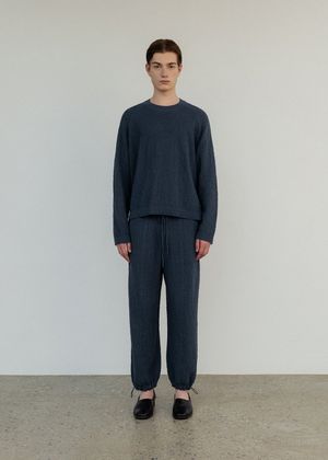 Organic cotton drawstring hem jogger pants_Stone blue