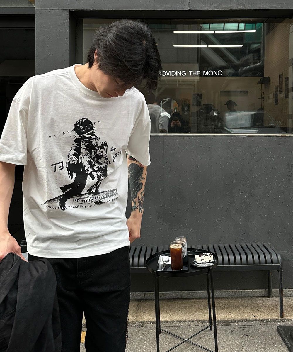 메종미네드(MAISON MINED) ASTRONAUT HALF T WHITE - 사이즈