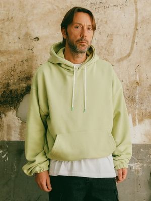 컬러 스트링 오버핏 후드 올리브