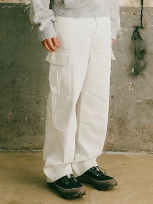세미와이드 카고 데님팬츠 화이트