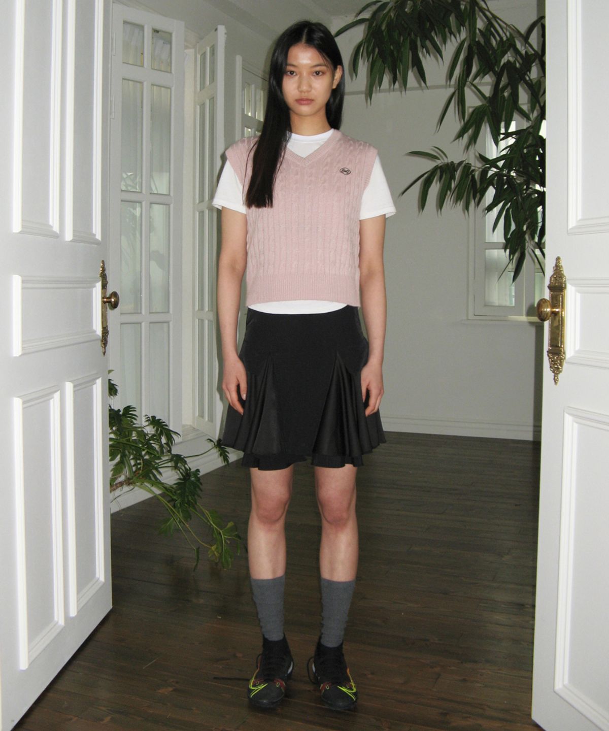 시눈(SINOON) FRILL LAYERED SKIRT (BLACK)
