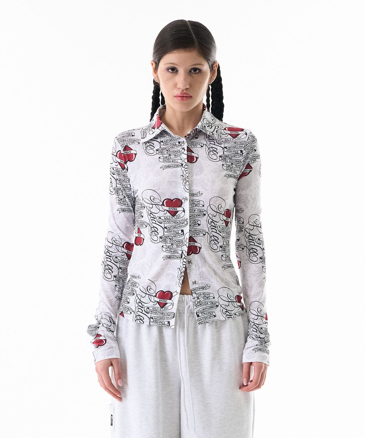 배디(BADEE) Gwen Collage Shirt White