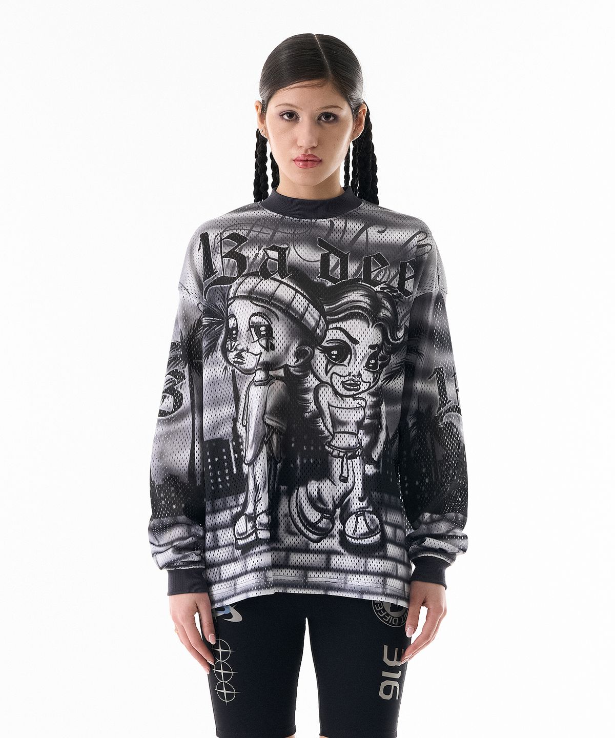 배디(BADEE) Chicano Love Mesh Long Sleeve Black