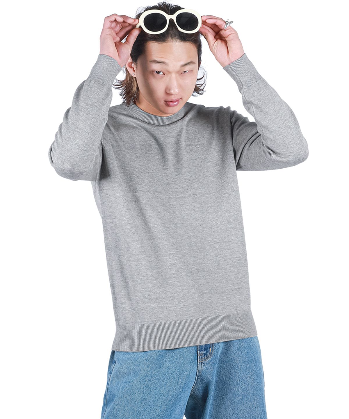 씨웨어 바이 더 지니어스(C WEAR BY THE GENIUS) 소프트 크루넥 니트 그레이