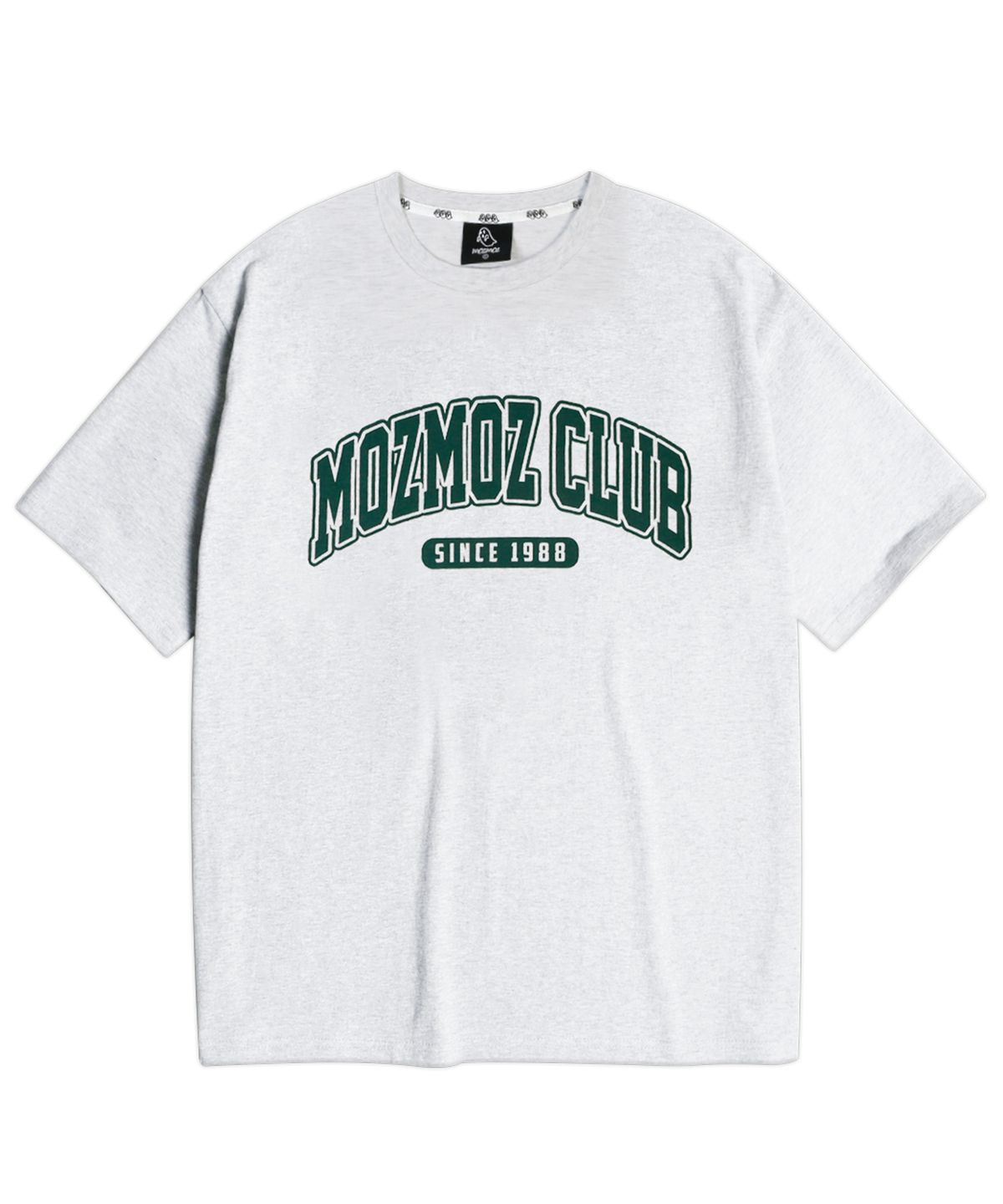 모즈모즈(MOZMOZ) 아치로고 오버핏 반팔티셔츠 백메란지
