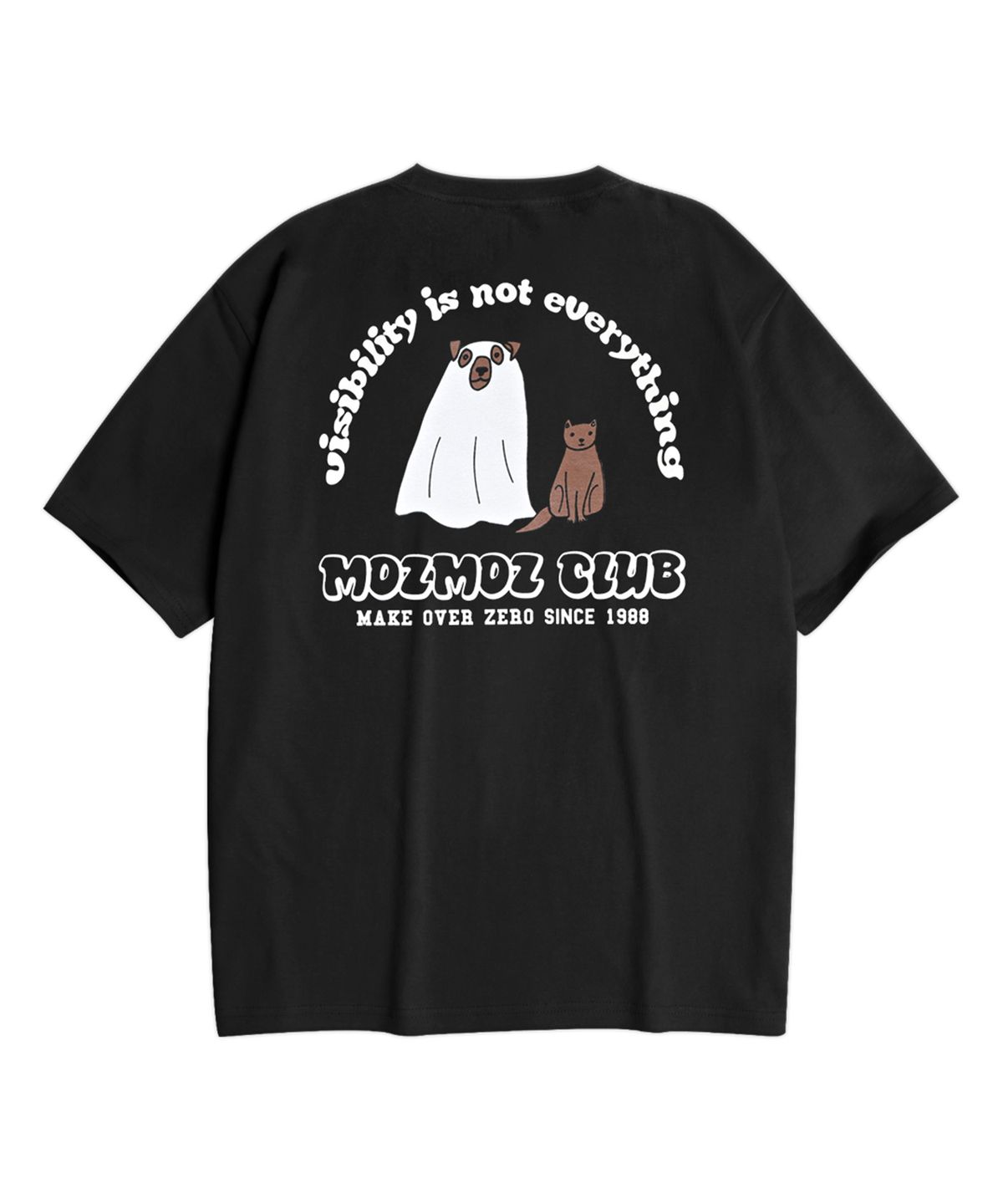 모즈모즈(MOZMOZ) 인비저블퍼피 오버핏 반팔티셔츠 블랙
