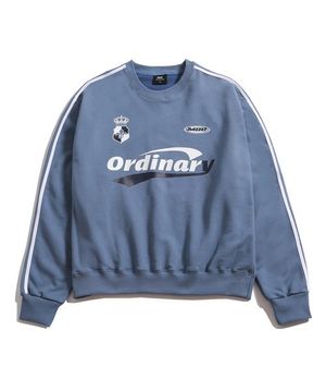 오버핏 트랙 스포티 유니폼 스웨트 셔츠 - 파스텔 블루