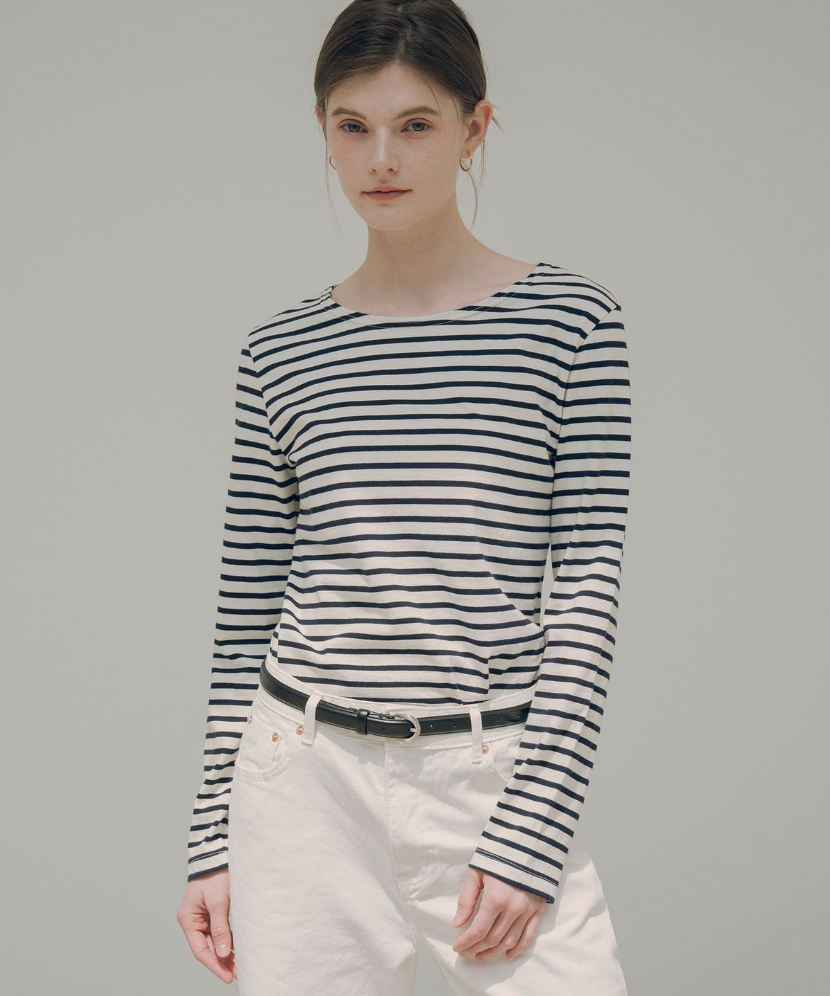 시야쥬(SIYAZU) SITP5096 Boat neck stripe T-shirt_Navy