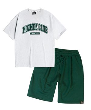 [SET] 아치로고 오버핏 원턱 트레이닝쇼츠 셋업 백메란지