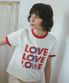 A3442 LOVE ringer T-shirt_White/Red