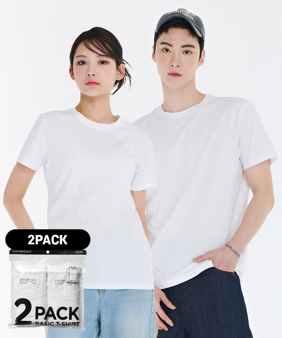 체이스컬트(CHASECULT) 공용 2PACK 반팔 티셔츠-CDZU8288A01