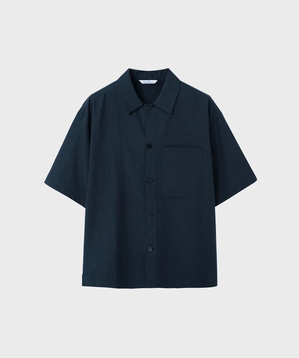 넌블랭크(NONBLANK) 웨이브 스티치 하프 슬리브 셔츠_NAVY