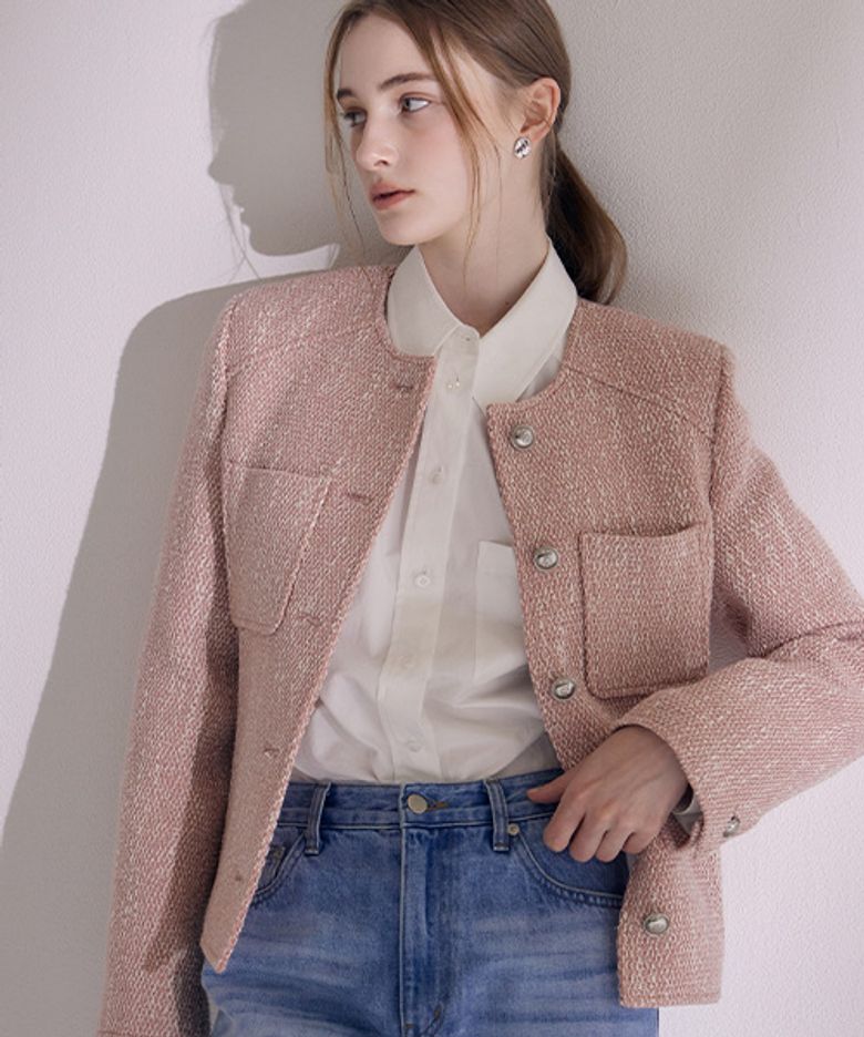 SLIM-FIT SINGLE TWEED JK (PINK)