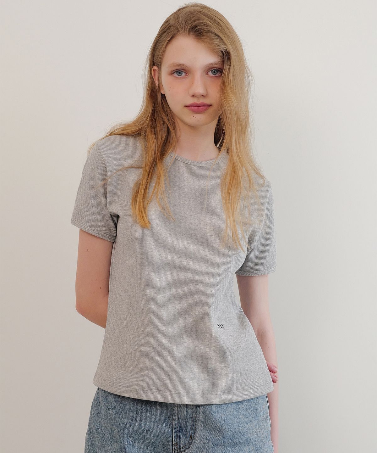 앤니즈(ANDNEEDS) Noah waffle t-shirt (gray)