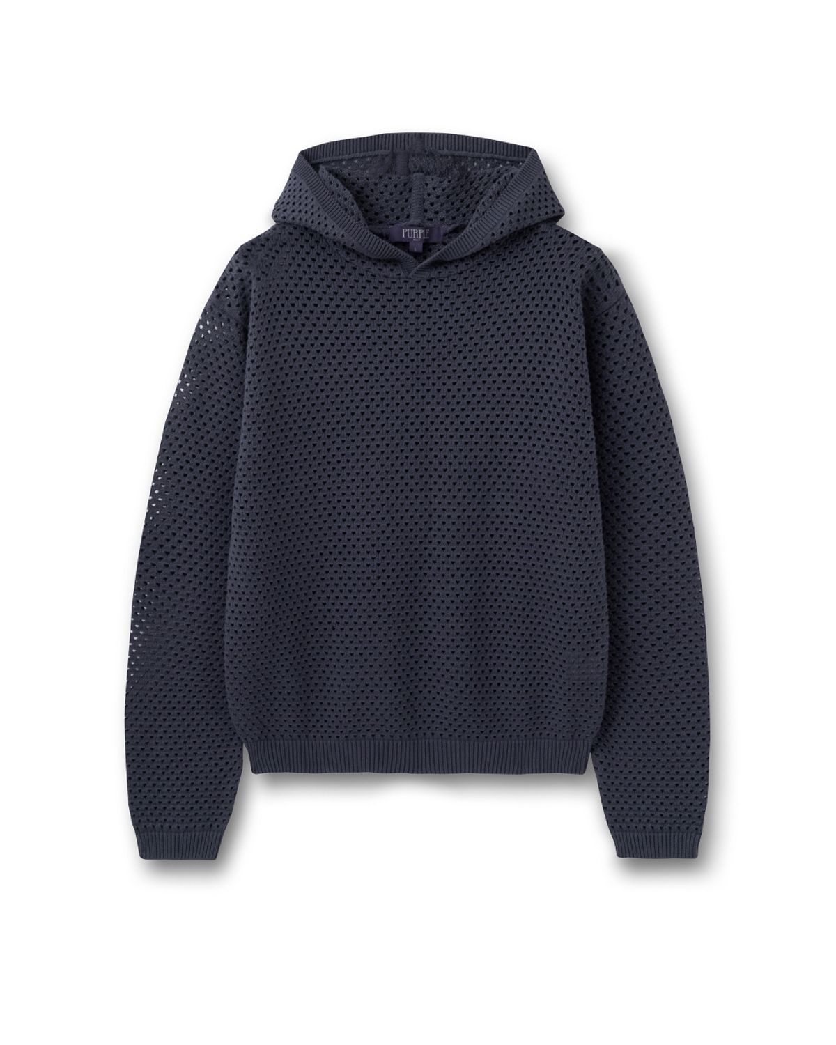 비슬로우(BESLOW) PUNCHING NET HOODED KNIT VIOLET GREY