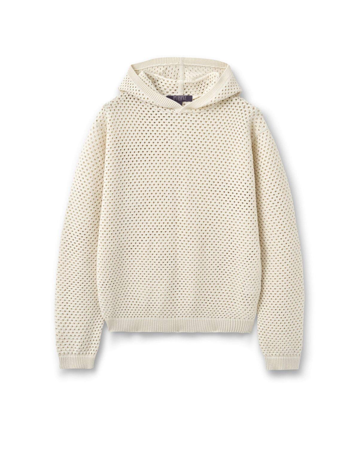 비슬로우(BESLOW) PUNCHING NET HOODED KNIT IVORY