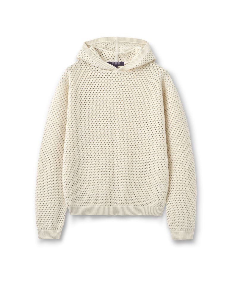 PUNCHING NET HOODED KNIT IVORY