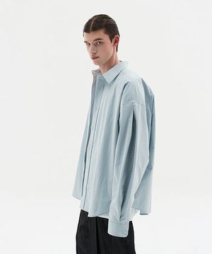 딥쓰리턱 오버사이즈 셔츠 블루