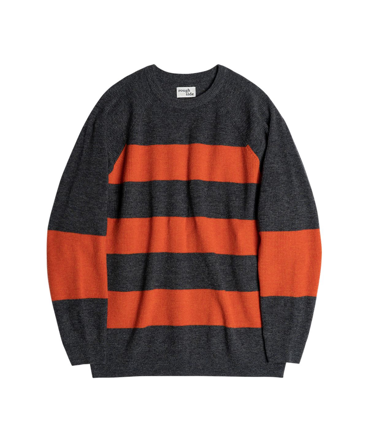 러프사이드(ROUGHSIDE) Stripe Knit Mandarin/Charcoal