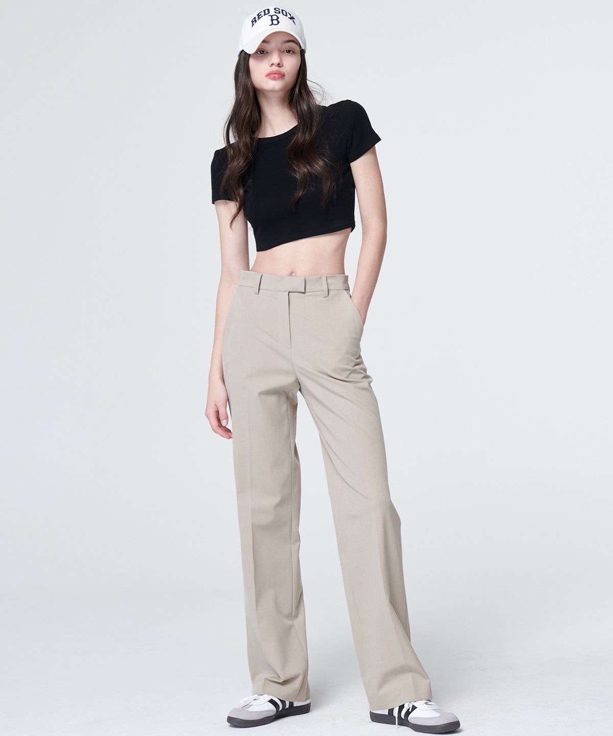 마롭(MALOUPE) 2126 스트레치 세미 와이드 팬츠 (베이지)