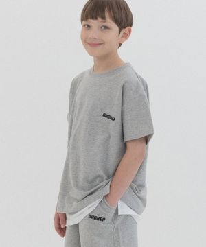 로고 자수 오버핏 반팔 (멜란지)