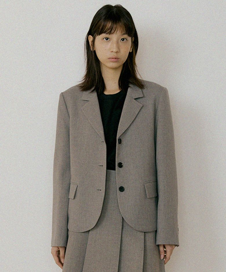 three button short jacket-gray