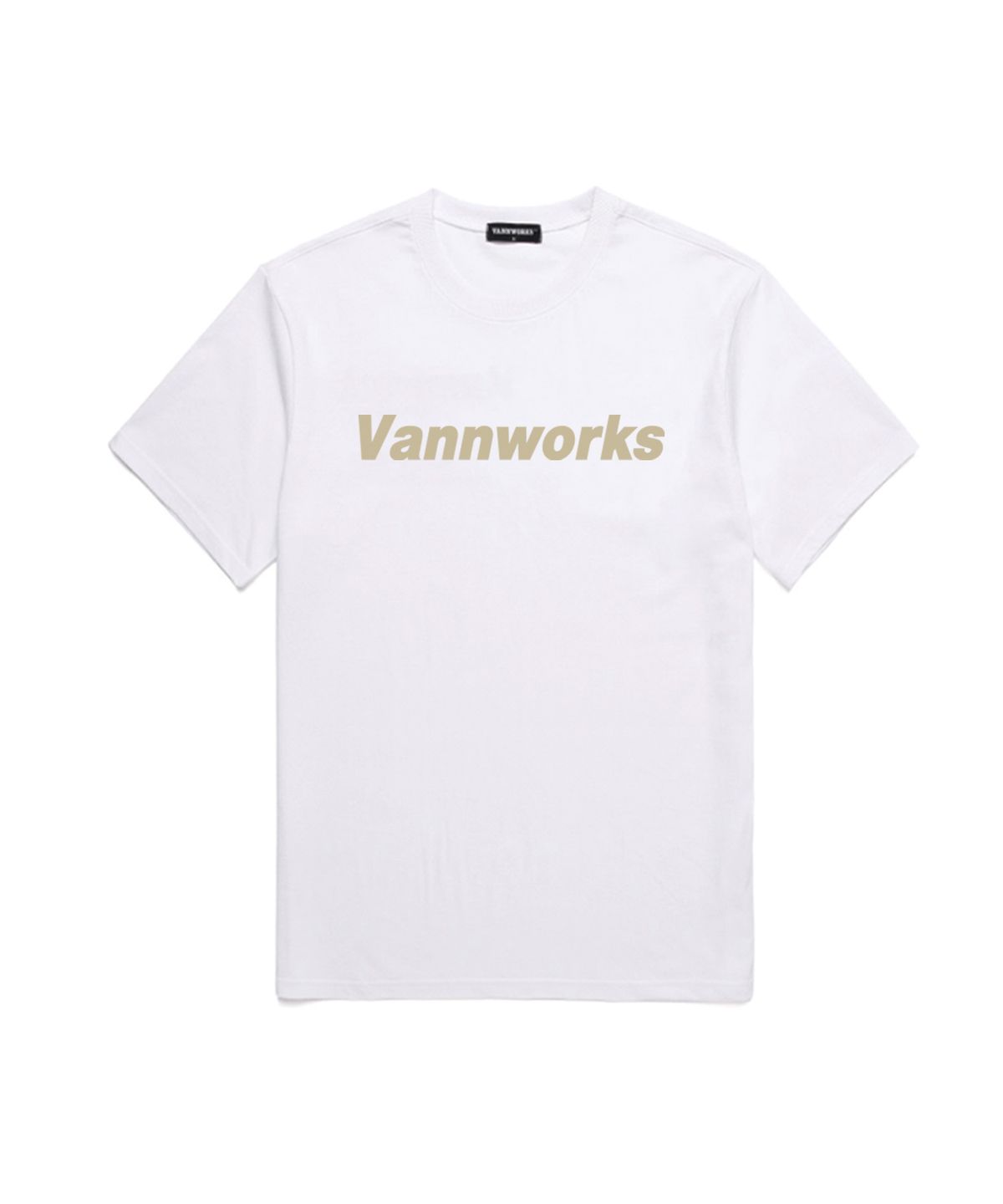 밴웍스(VANNWORKS) 베이직 로고 반팔 티셔츠 (VS0009) 화이트_베이지