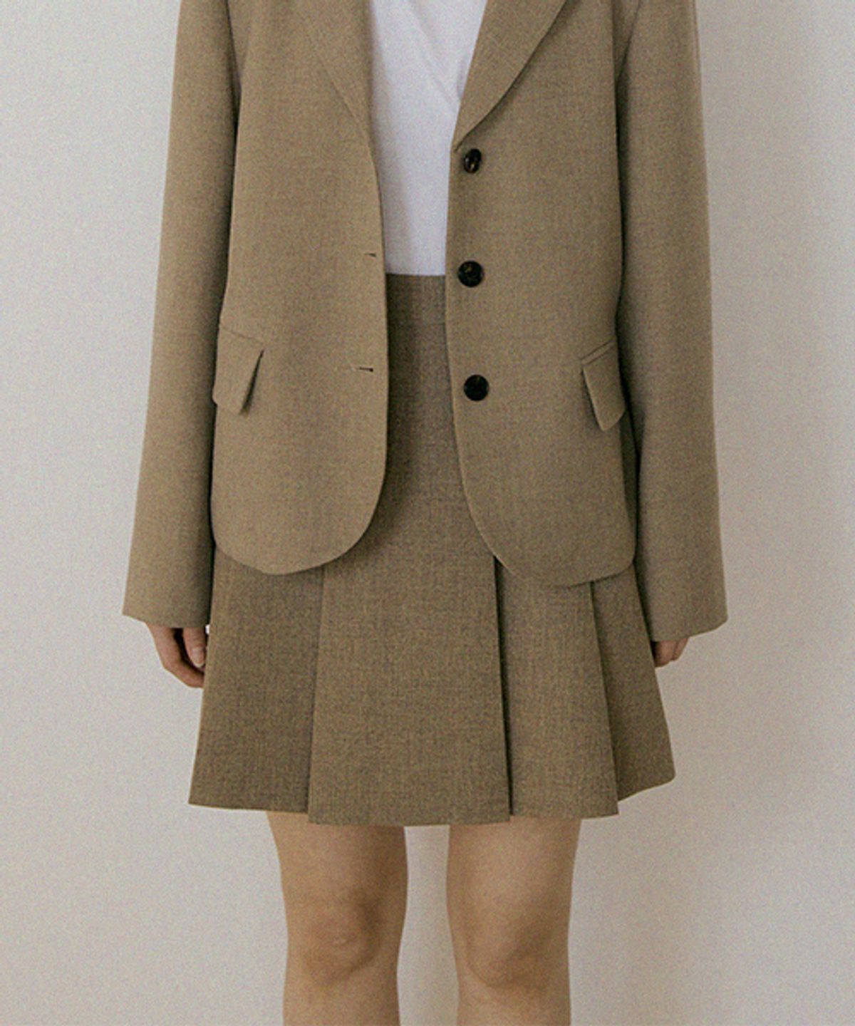 링서울(LINGSEOUL) pleated short skirt-beige