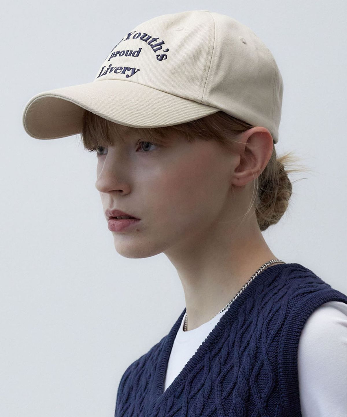 잇터(ITER) EMBROIDERY SLOGAN COTTON BALL CAP_BEIGE