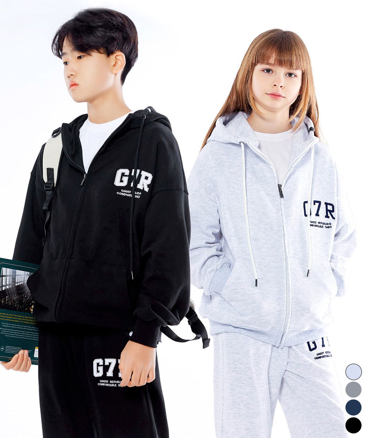 고스트리퍼블릭 주니어(GHOST REPUBLIC JUNIOR) 주니어 G7R 아치드 오버핏 후드집업 JHZ-J271 - 사이즈 ...