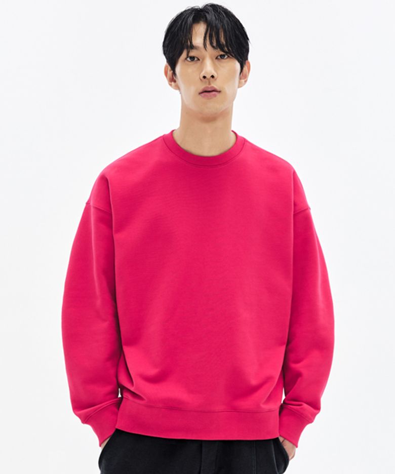 950G 솔리드 맨투맨-마젠타 레드-[오버핏]